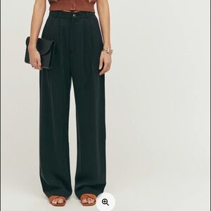 Reformation Mason Pant Black Wide Leg Tailored Trouser NWT Sustainable Size 0
